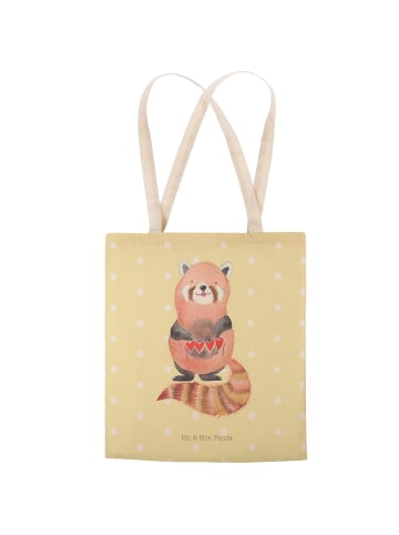Mr. & Mrs. Panda Tote Bag Roter Panda ohne Spruch in Gelb Pastell