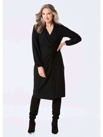GOLDNER Kurzgröße:  Elegantes Jerseykleid mit V-Ausschnitt in schwarz