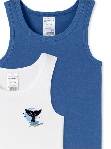Schiesser Unterhemd Fine Rib in blau, weiß