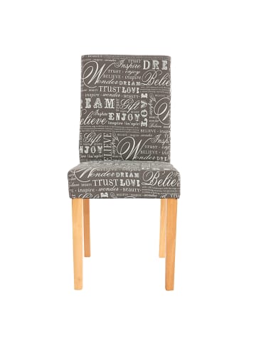 MCW 4x Esszimmerstuhl Littau, Textil mit Schriftzug, grau, helle Beine