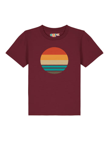 wat? Apparel T-Shirt Retro Sunset Ocean in Weinrot
