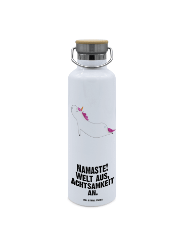 Mr. & Mrs. Panda Trinkflasche Einhorn Yoga mit Spruch in Weiß
