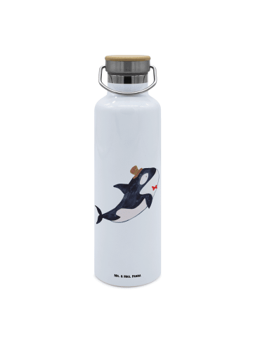 Mr. & Mrs. Panda Trinkflasche Edelstahl Orca Zylinder ohne Spruch in Weiß