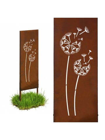 relaxdays Edelrost-Gartendeko "Pusteblume" in Braun - 85 x 28 cm