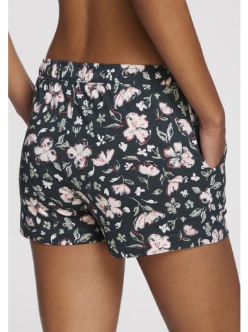 s.Oliver Pyjamashorts in dunkelgrün-rosa-geblümt