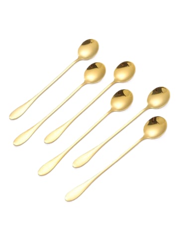 Cheffinger 6er Set goldene Latte-Kaffeelöffel aus hochwertigem Edelstahl in Gold