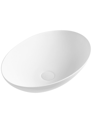Beliani Waschbecken CALETE in Weiß - (W) 50 x (H) 15 x (L) 35 cm