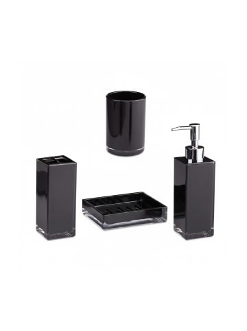 relaxdays 4tlg. Badaccessoires Set in Schwarz