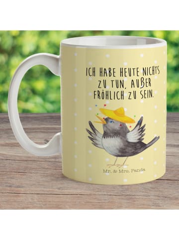 Mr. & Mrs. Panda Plastikbecher Rabe Sombrero mit Spruch in Gelb Pastell