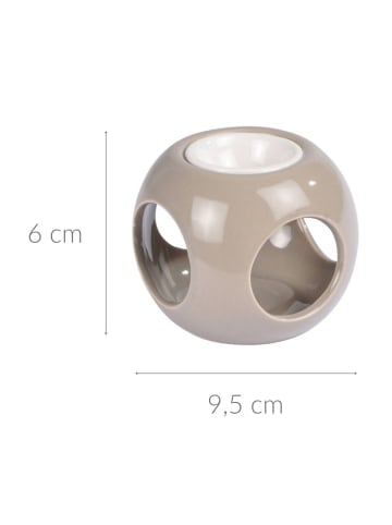 Homea Duftlampe aus Keramik, Würfelform in Taupe, 6 cm