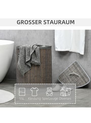 HOMCOM Wäschekorb-38L x 38B x 57H cm-Grau