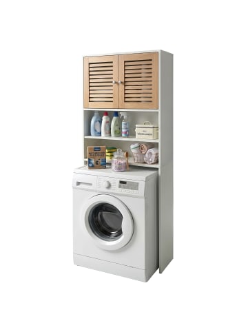 relaxdays Waschmaschinenschrank in Weiß - (B)65 x (H)185,5 x (T)24 cm