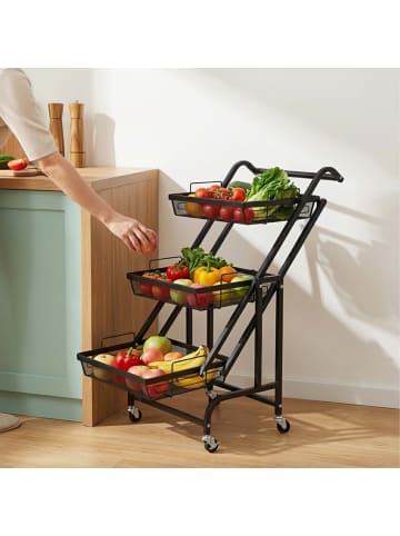 relaxdays Küchenrollwagen in Schwarz - (B)44 x (H)94,5 x (T)30 cm
