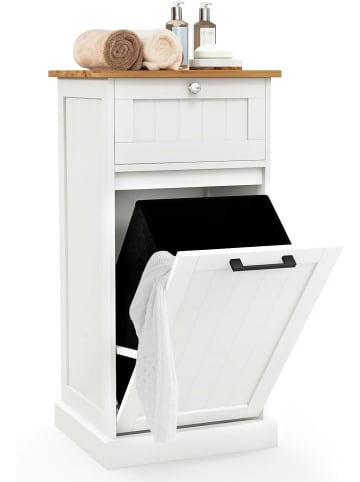COSTWAY Wäscheschrank mit Wäschekorb 40 x 37 x 82 cm in Weiß