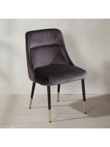 KADIMA DESIGN Esszimmerstuhl Samt Küchenstuhl mit schwarzen Beinen, in Grau