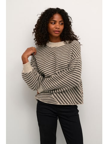 Kaffe Strickpullover KAverana Baggy fit in Feather Gray mel./ Brown mel.