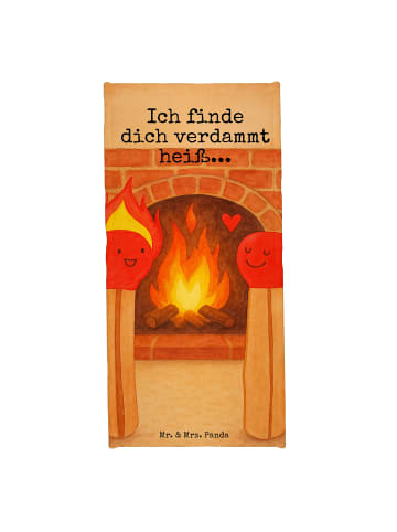 Mr. & Mrs. Panda Badhandtuch Streichhölzer Design mit Spruch in Grau Pastell