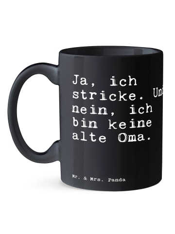 Mr. & Mrs. Panda Trinkbecher Ja, ich stricke. Und... mit Spruch in Schwarz