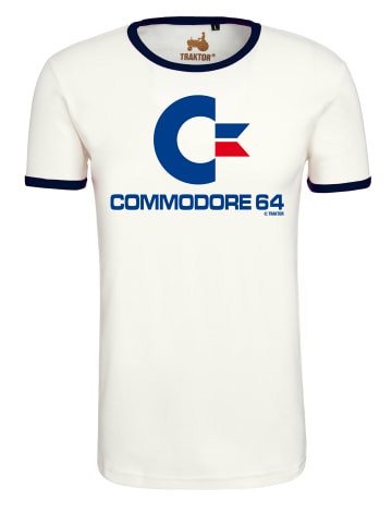 Logoshirt T-Shirt Commodore in milchweiss-dunkelblau