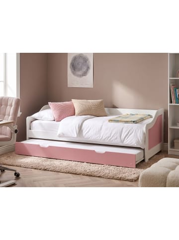 Beliani 3-tlg Tagesbett LUNERAY in Rosa/Weiß