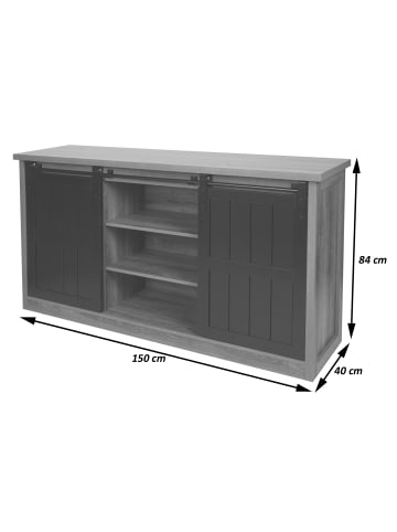 MCW Sideboard K75 mit Schiebetüre und 7 Fächer, Weiß