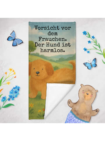 Mr. & Mrs. Panda Reisehandtuch Hund Flauschig Design mit Spruch in Weiß