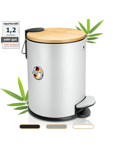 Exitoso EXITOSO Tretmülleimer mit Softclose-Deckel aus Bambus, 3 l - ideal für Bad & C