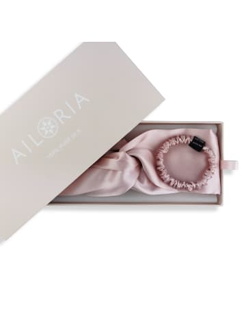 Ailoria SOYEUX & DOUX set headband und scrunchie s aus seide in pink