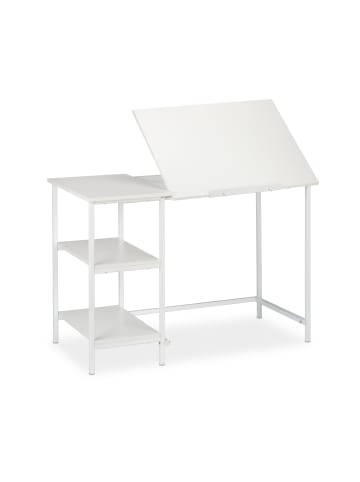 relaxdays Schreibtisch in Weiß - (B)110 x (H)75 x (T)55 cm