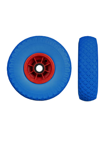 relaxdays 4x Sackkarrenrad "3.00-4" in Blau/ Rot