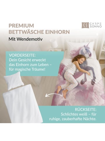 Carpe Sonno Kinderbettwäsche 135x200 Einhorn in weiß