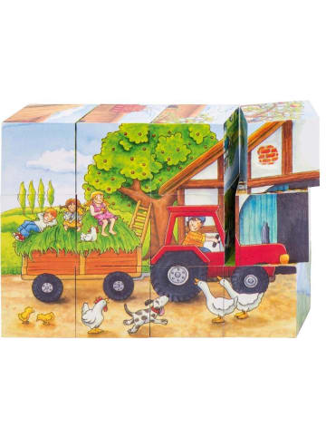 Gollnest & Kiesel Würfelpuzzle Jahreszeiten Bauernhof | 14 x 10,5 x 3,5 cm, Holz, 12 Würfel,...