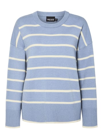 Pieces Strickpullover in Faded Denim