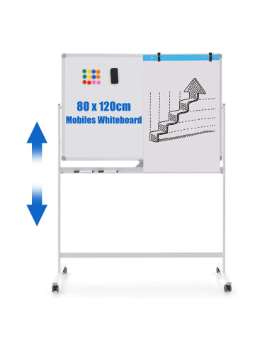 COSTWAY Whiteboard Doppelseitig in Weiß