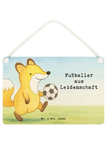 Mr. & Mrs. Panda Schild Fußballer Leidenschaft Design mit Spruch in Weiß
