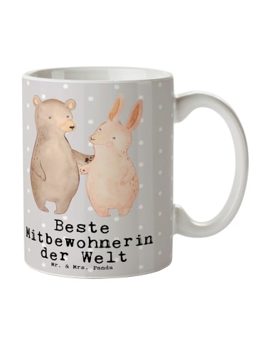 Mr. & Mrs. Panda Keramtiktasse Hase Beste Mitbewohnerin der Welt... in Grau Pastell