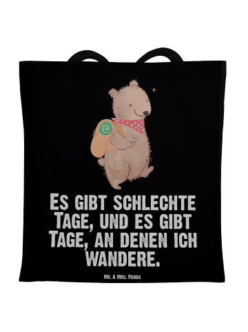 Mr. & Mrs. Panda Schultertasche Bär Wandern mit Spruch in Schwarz