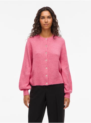 Vila Modischer Strick-Cardigan mit Knopfleiste und Rippbündchen漏 in Pink