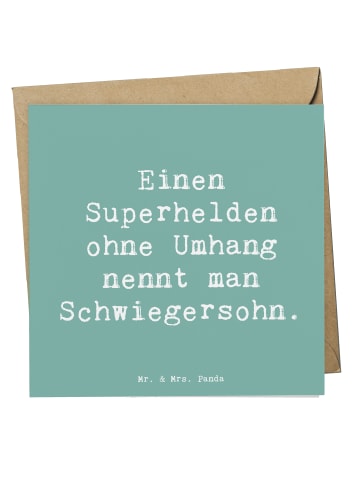 Mr. & Mrs. Panda Geschenkkarte Spruch Held Schwiegersohn mit Spruch in Meeresbrise