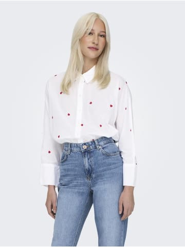 ONLY Bluse Hemdkragen Box Fit Manschetten Knopfleiste in Weiß