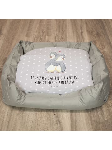 Mr. & Mrs. Panda Katzenkorb Pinguine Kuscheln mit Spruch in Grau Pastell