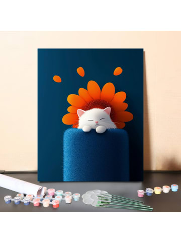 ARTNANAS DIY Malen nach Zahlen Set-"Blütenkatz" 