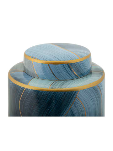 Mauro Ferretti Blaue Keramikvase mit Deckel, Ø 15 x 34 cm