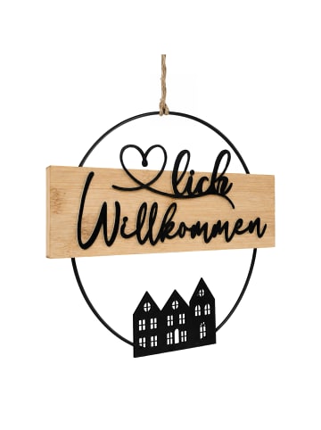 UNUS Deko Aufhänger Lia Herzlich Willkommen in Schwarz