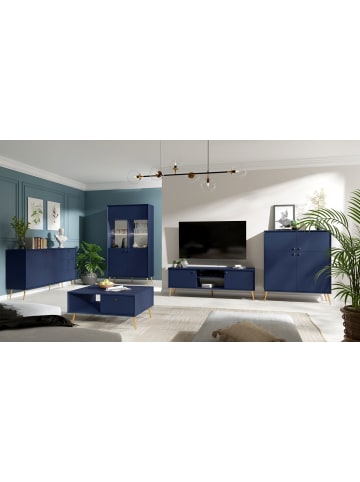 Feldmann-Wohnen Wohnzimmer-Set 3-teilig Rose marineblau 366,5 / 40,5 / 191cm