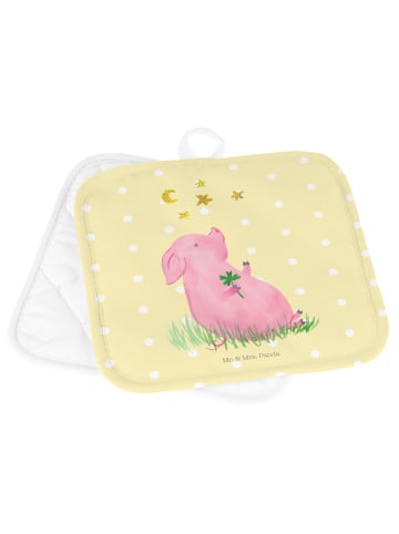 Mr. & Mrs. Panda Topflappen Schwein Glück ohne Spruch in Gelb Pastell