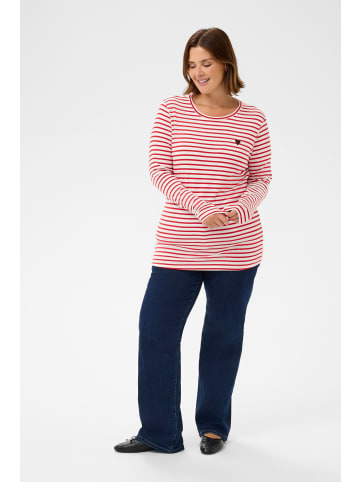 KAFFE curve Langarm-Shirt KClia Regular fit in Chalk/Red - Coffee Heart