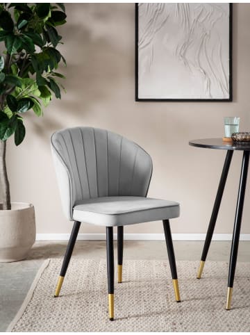 KADIMA DESIGN Esszimmerstuhl 2er Set Samt Küchenstuhl mit Metallbeinen, in Grau