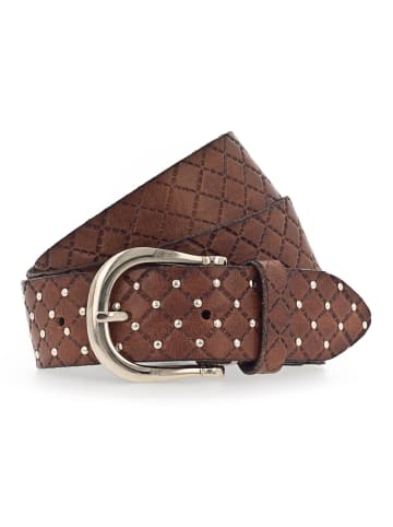 b.belt Lina Gold Nietengürtel Leder in cognac