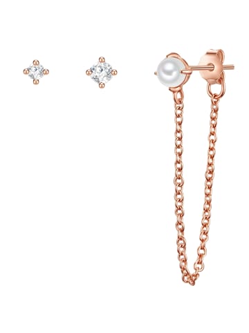 Glanzstücke München Ohrstecker Sterling Silber Zirkonia Süßwasser-Zuchtperle in roségold